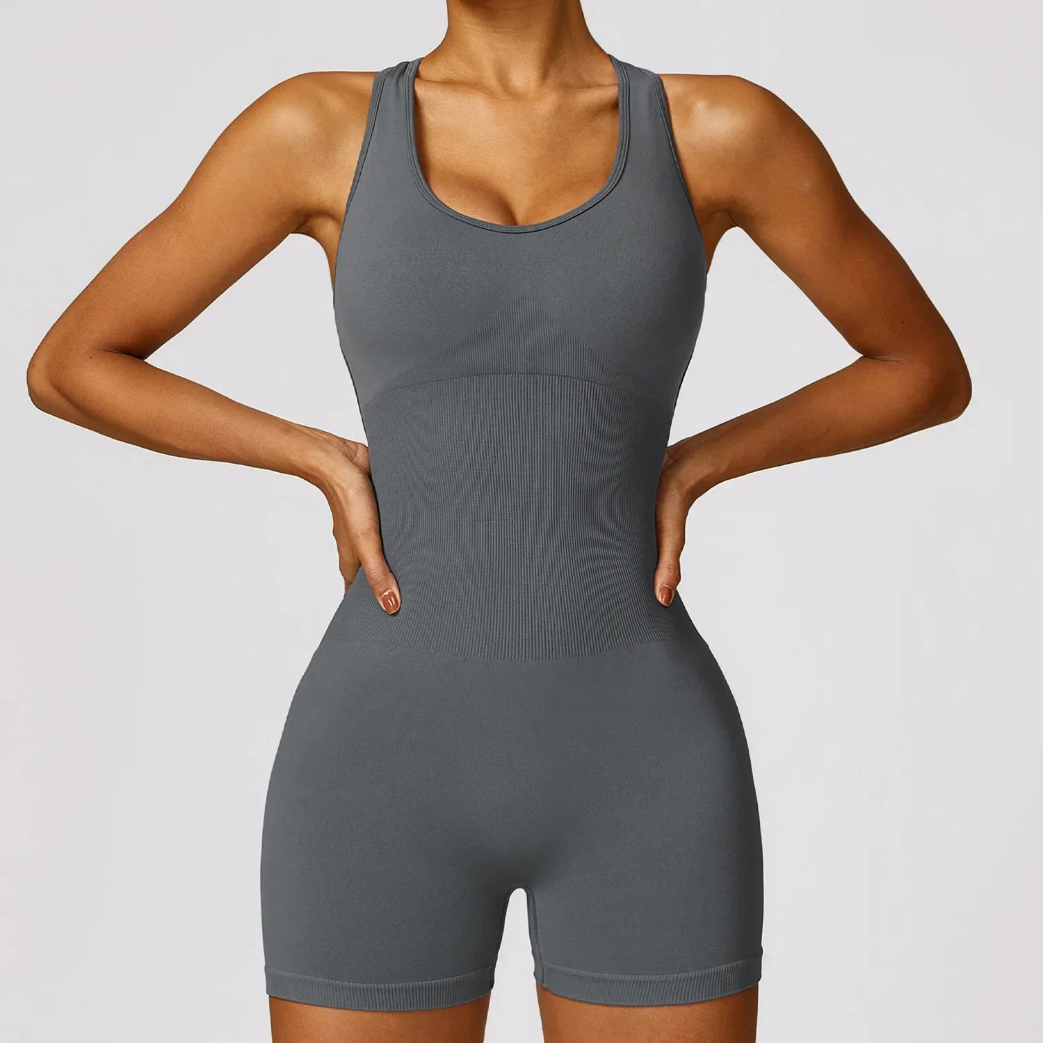 

Seamless Gym Sport Short Jumpsuit Women Romper Hollow Backless Scrunch Sexy Monkeys One Piece Outfit Fitness Overalls Playsuit