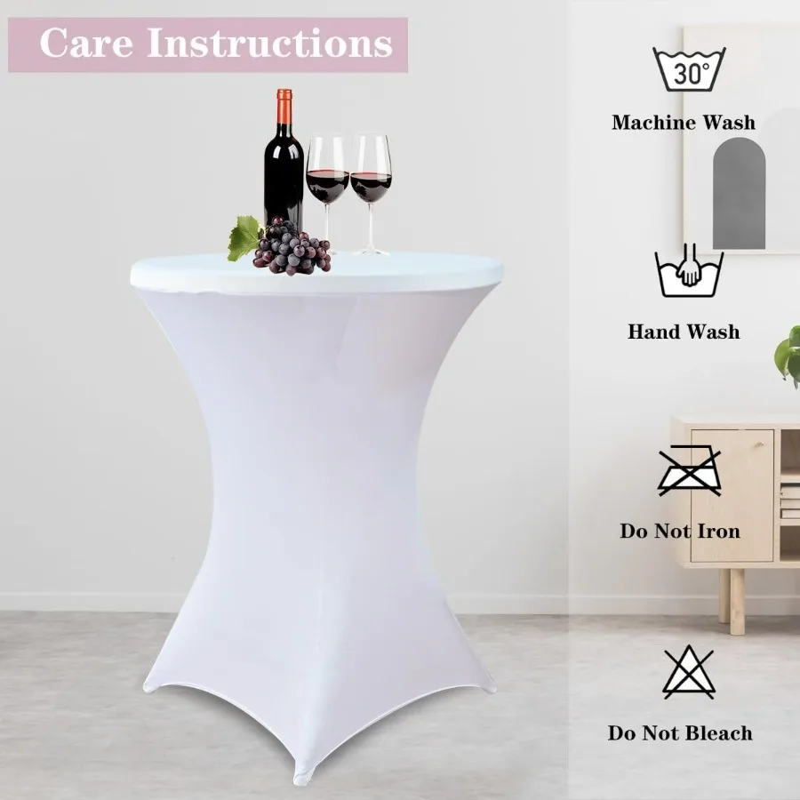 10 عبوات من أغطية طاولات الكوكتيل المصنوعة من ألياف لدنة، ملابس طاولة مطاطية مستديرة هاي بوي للحفلات، البار، الزفاف، عيد الميلاد، الولائم (Whi) #5