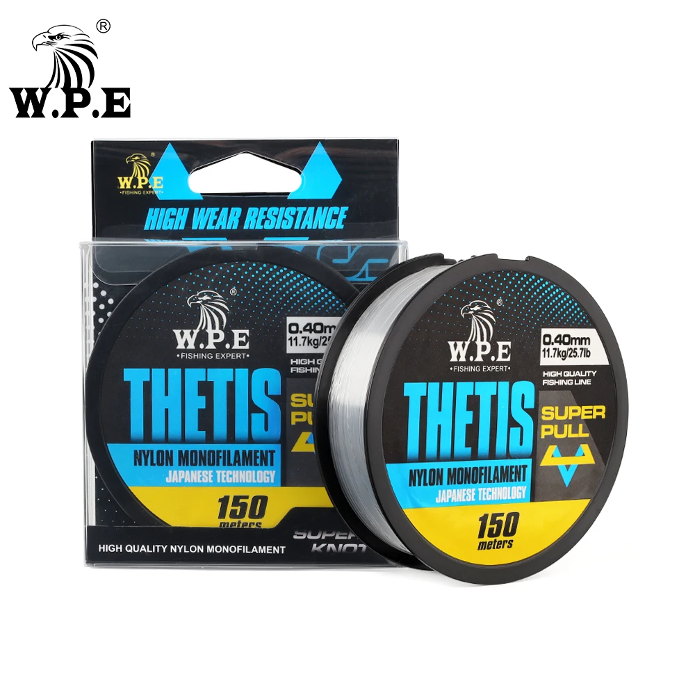 

W.P.E THETIS Fishing Line 150m Nylon Line 0.20mm-0.50mm 6.6lb-35.9lb Monofilament Sinking Fishing Line Bass Carp Fishing Tackle