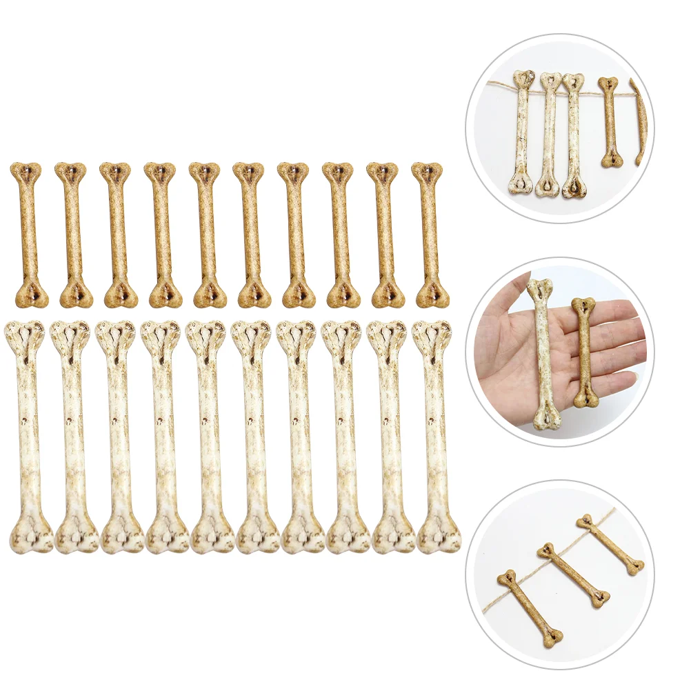 20 Pcs Human Bone Model Halloween Crafts Outdoor Decorations Decorative Ornaments Charm Plastic Bones Fake