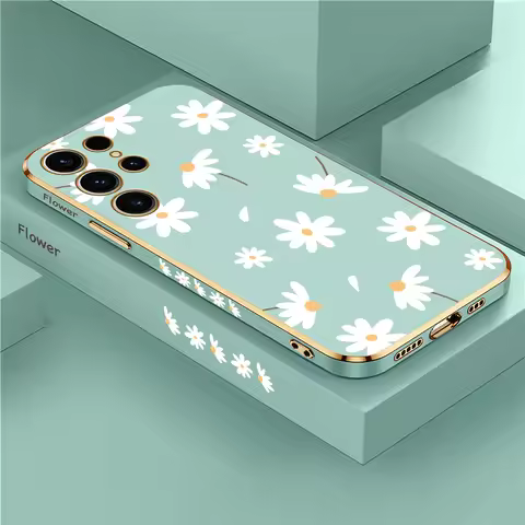 S23 Ultra Flower Plating Lens Protection Phone Case For Samsung Galaxy S22 S21 Plus S20 fe S10 NOTE 20 10 8 9 Silicone Cover