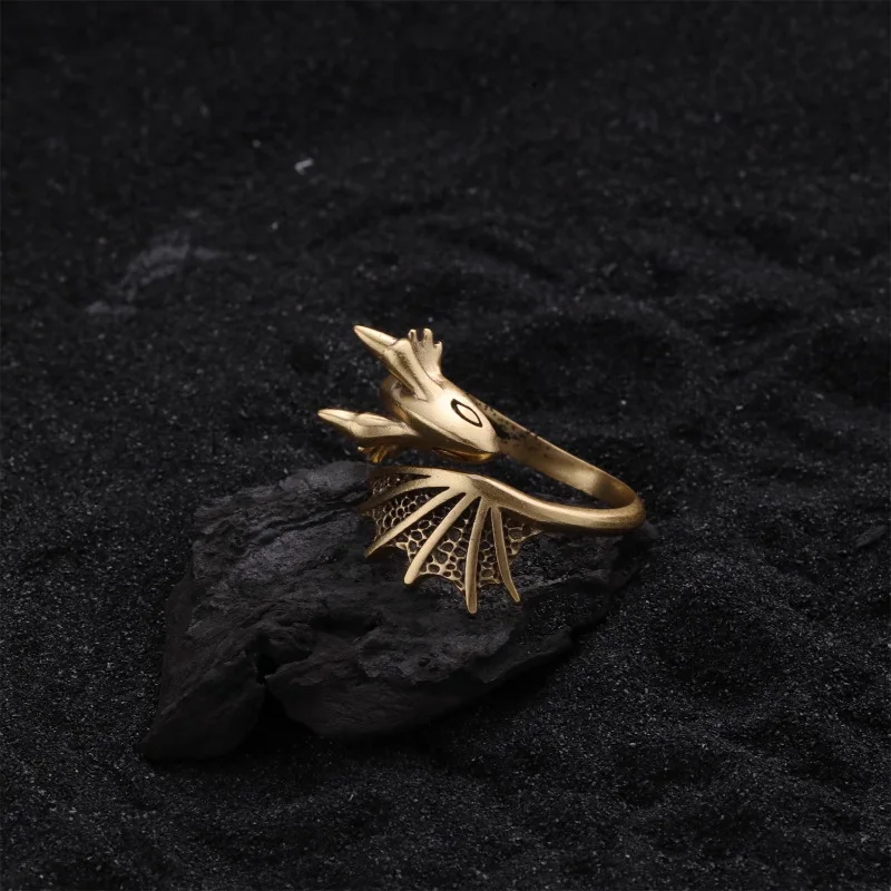 Women's Long Dragon Ring with Red Zircon