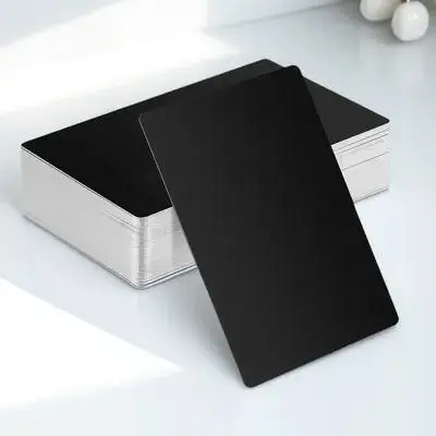 

50Pcs Metal Business Cards DIY Black Blank Easy Engraving Standard Size Metal Namecards Business Card Blanks for Engraving