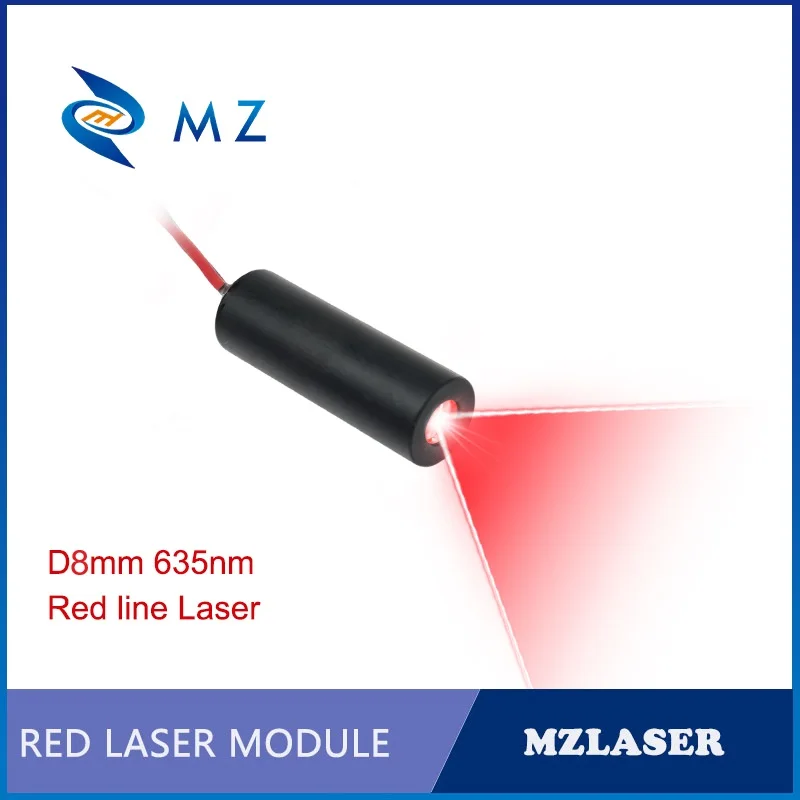 Compact Red Line Laser Diode Module 635nm D8mm 10mW 3V High-Accuracy Industrial Grade Line Laser for Woodworking Machinery