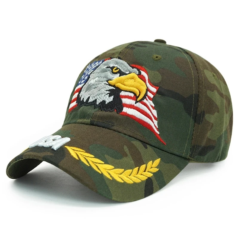 Men\'s USA Eagle Baseball Cap American Flag Embroidery Snapback Dad Hat Bone Male Summer Casual US Army Tactical Hip Hop Caps