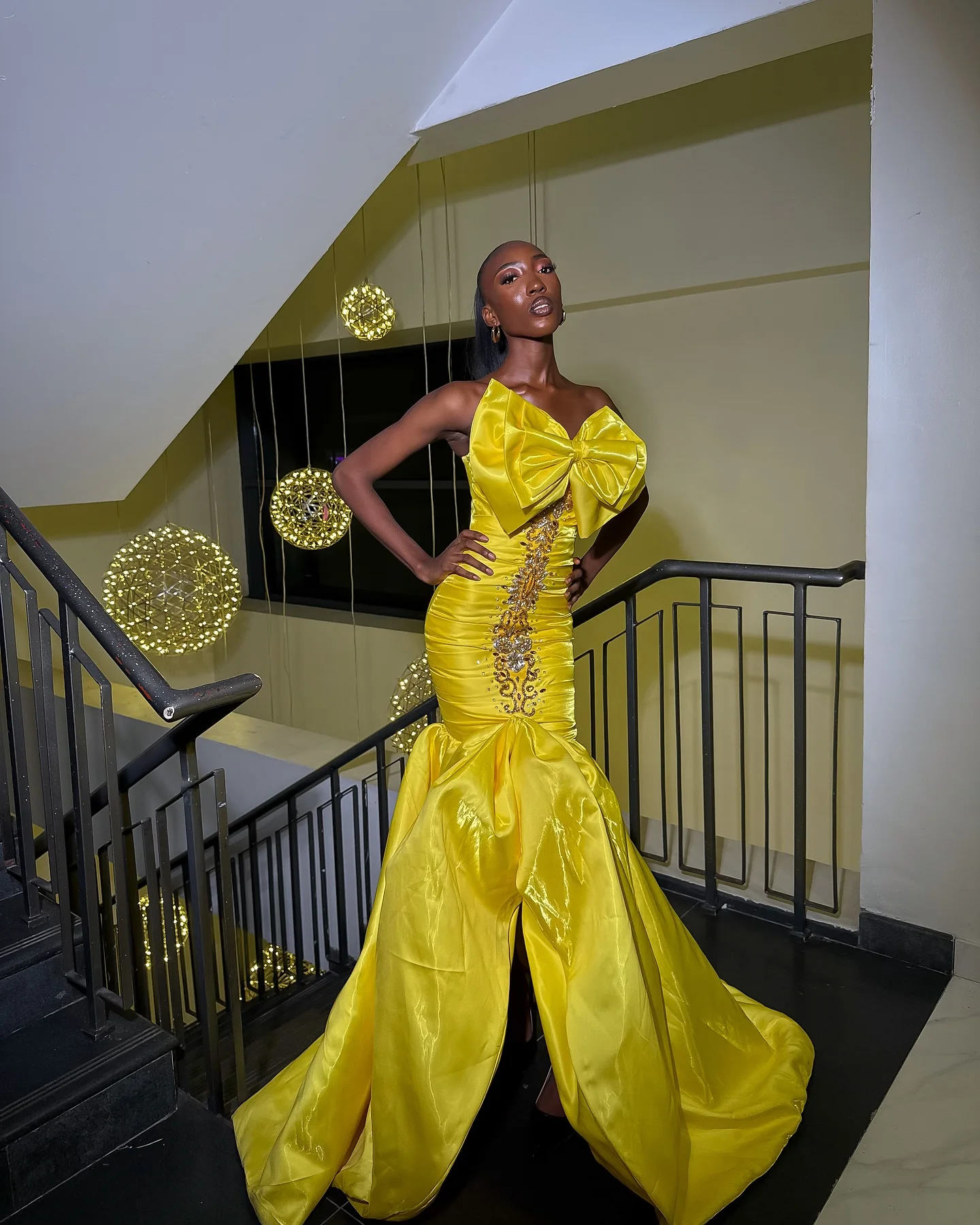 Śliczne Żółte Sukienki na Bal Maturalny w Stylu Syreny z Koralikami, Koronką, Personalizowanymi Kokardami, Plisowaną Suknią Wieczorową Asoebi, Sukienką na Przyjęcie Weselne, Sukienki Urodzinowe