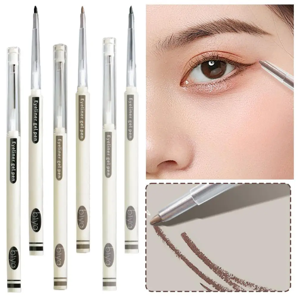 Waterproof Grey Brown Eyeliner Gel Pencil Ultra-fine Matte Smooth Eyeliner Pen Smudge Proof High Pigmented Eyeliner Pencil