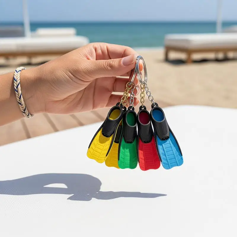 Cute Diving Flipper Keychain Soft Silicone Simulation Key Ring Lightweight Pendant for Diver Backpack Car Key Gift