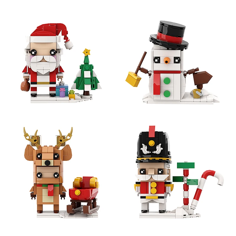 Gobricks moc natal papai noel blocos de construção boneco de neve figura igreja árvore veados mini tijolos brinquedos para crianças presentes natal