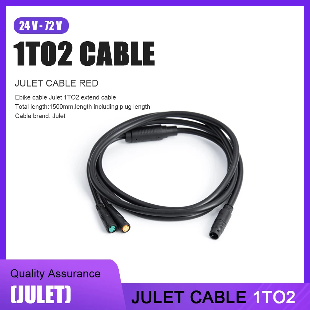 

Ebike JULET 8PIN Connector Waterproof Cable 1TO2 Extend Cable Connector Extension Cable for Throttle Display E-Bike Accessories