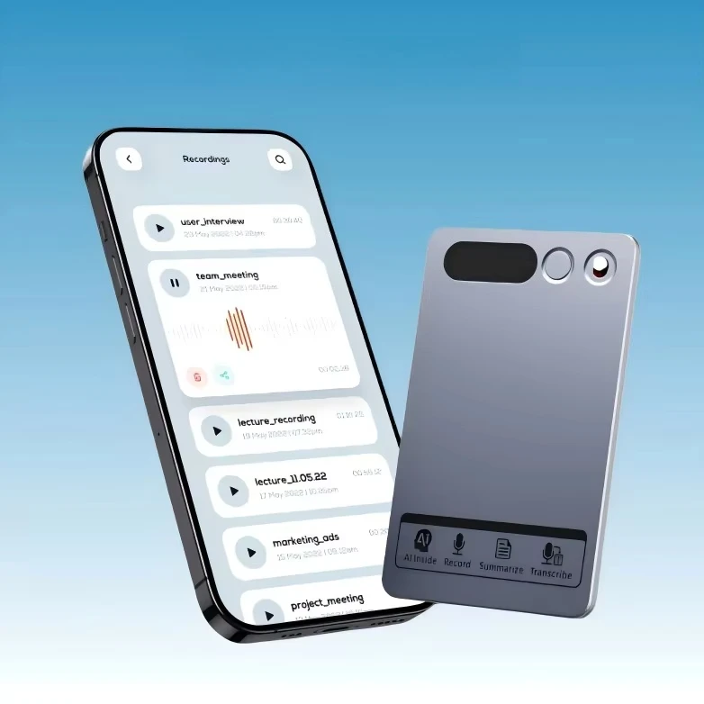 Button Start 64Gb 36H Recording Free Subscription AI Voice Recorder ChatGPT Note Taker for Meeting Transcribe Summary Mind Map