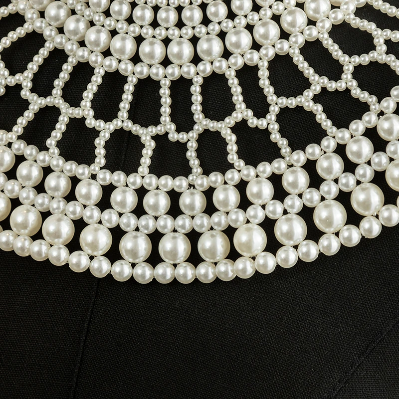 Hazem Story 2025 New Summer Pearl Beaded Lace Trim Collar Ribbons Women Necklace Jewelry for Clothes Wedding Dress