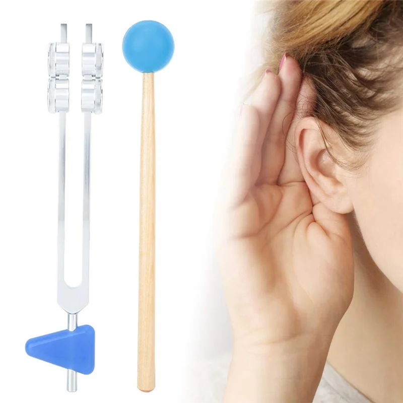 

Tuning Fork Set Tuning Fork Silver & Blue With Hammer Diagnostic Health Care Tool
