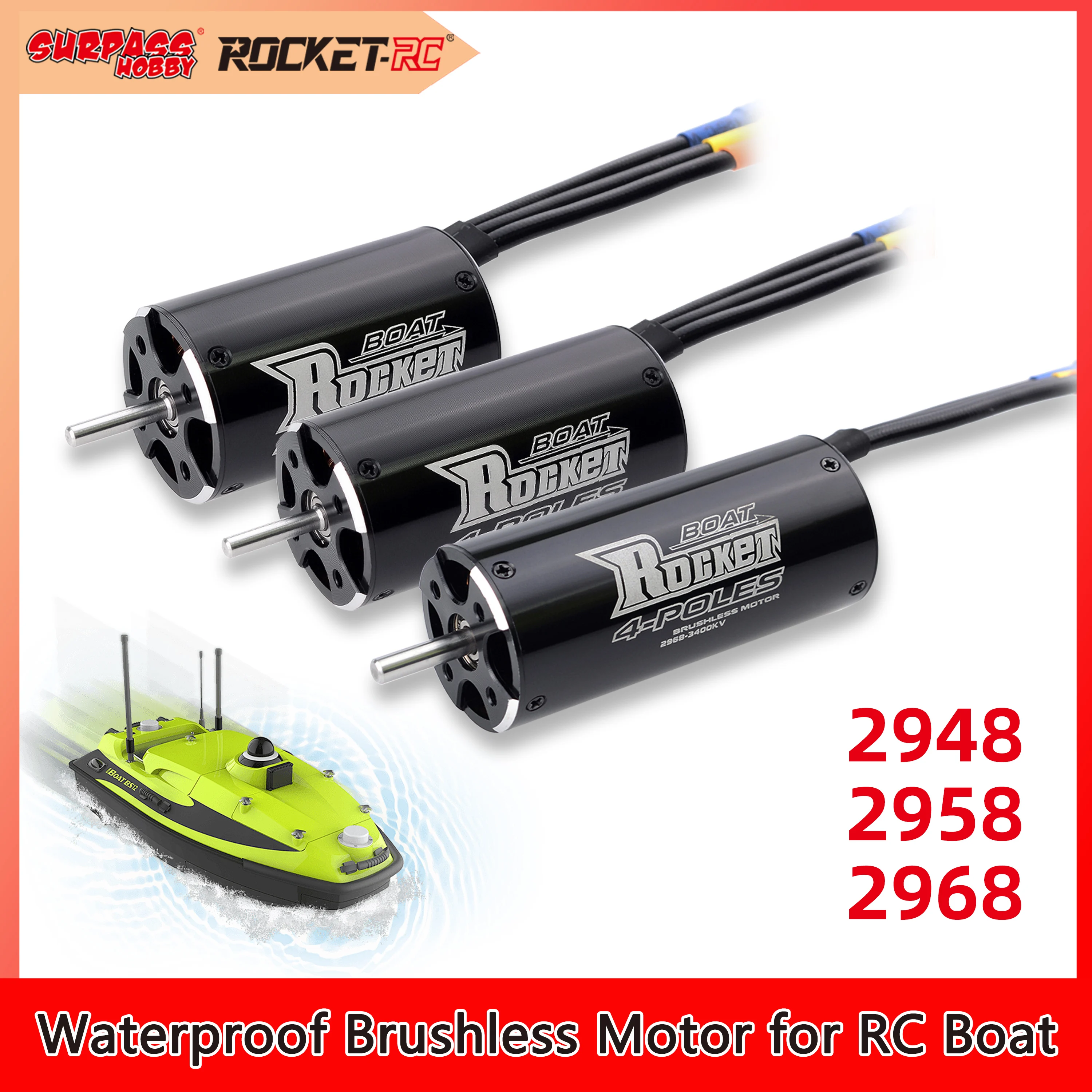Surpass Hobby Rocket RC 2948 2958 2968 Brushless Motor for RC Electric Boat Motor Traxxas Feilun Fishing Bait Boat Upgrade Parts