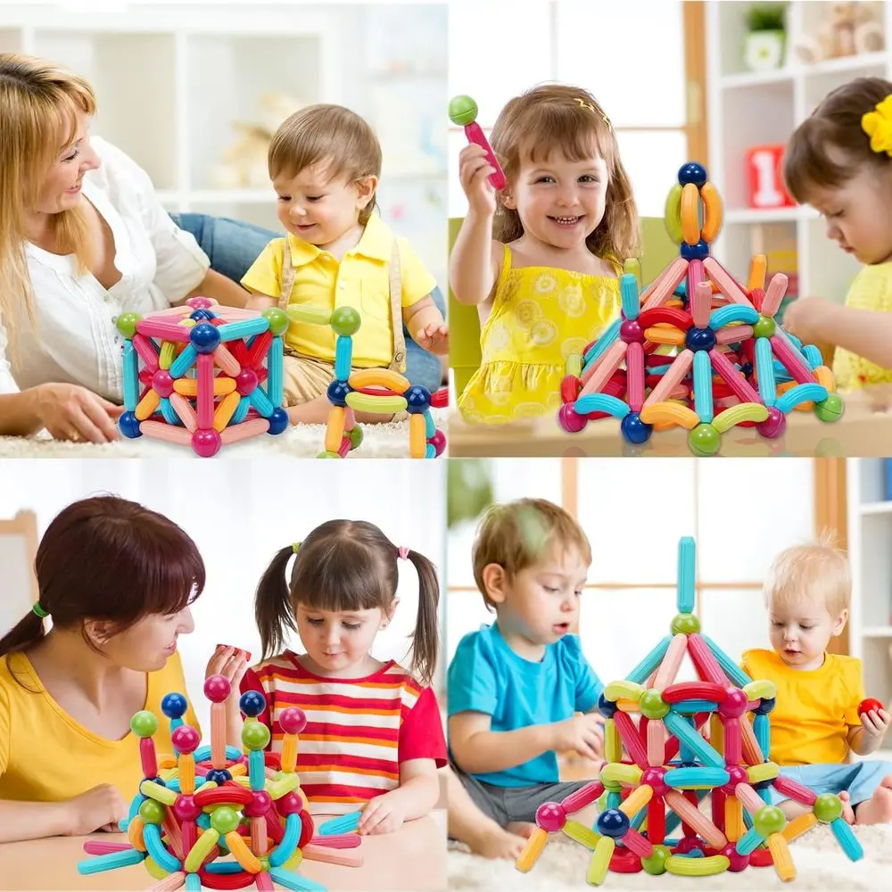 Montessori Magnetic Building Set for Ages 3-12: Creative Playroom Toy for Kids - Ideal Christmas or Birthday Gift