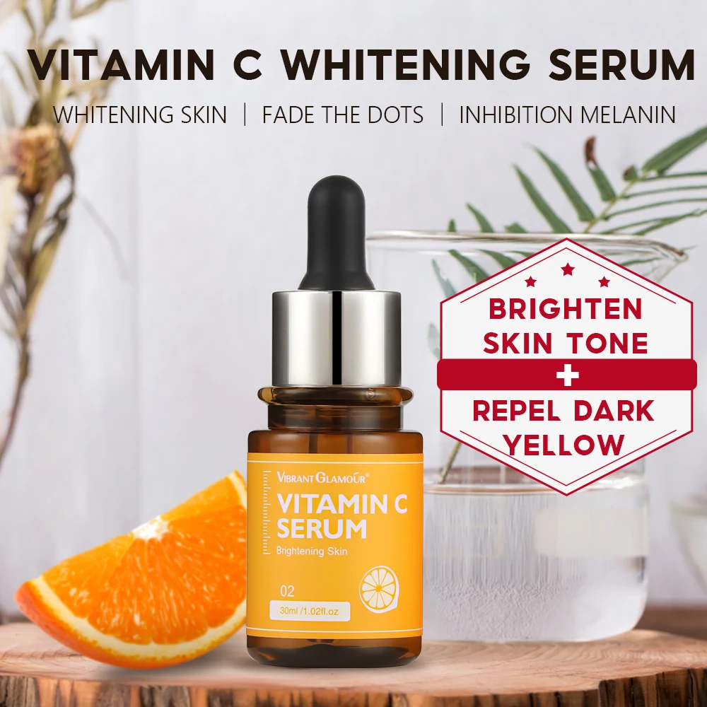 Soro vibrante glamour vitamina c para cuidados com a pele do rosto clareamento remover ponto preto melasma hidratante produtos originais 30ml