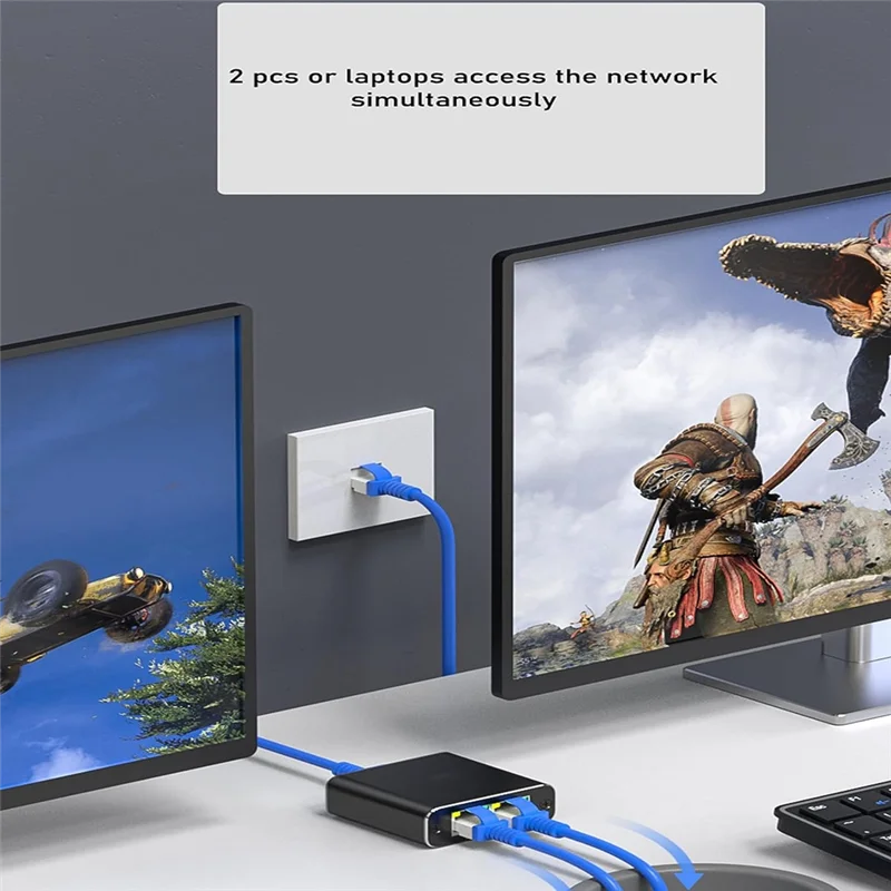 Excellent-Gigabit Ethernet Splitter 1 In 2 Out, 1000Mbps- LAN/Internet Cable Splitter - Cat5/6/7 Splitte, RJ45 Network Extension