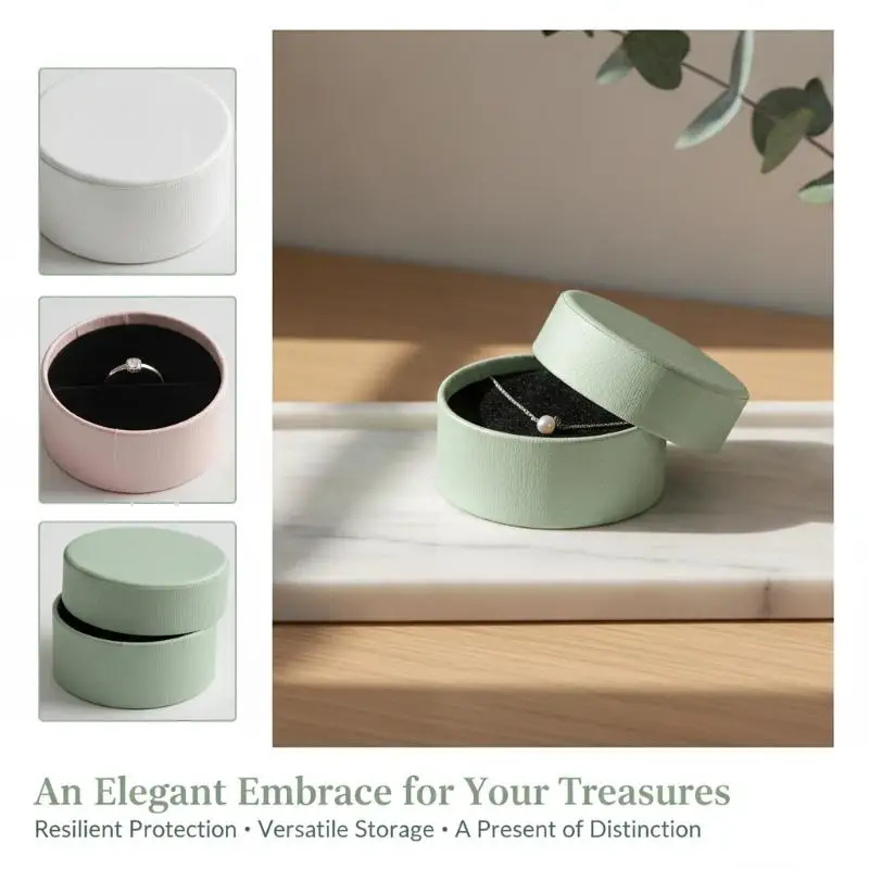 Round Jewelry Box Slotted Earrings Storage Box Paper Jewelry Box Minimalist For Festivals Daily Home Storage Gifting Occasions