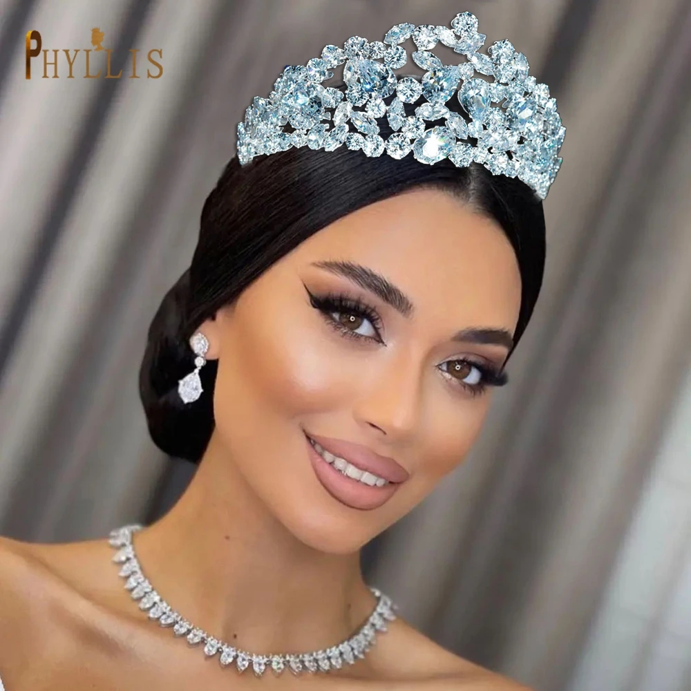 

A363 Zirconia Wedding Tiaras and Crowns Bridal Headdress Party Headpieces Rhinestone Woman Hair Accessories Crystal Diadem