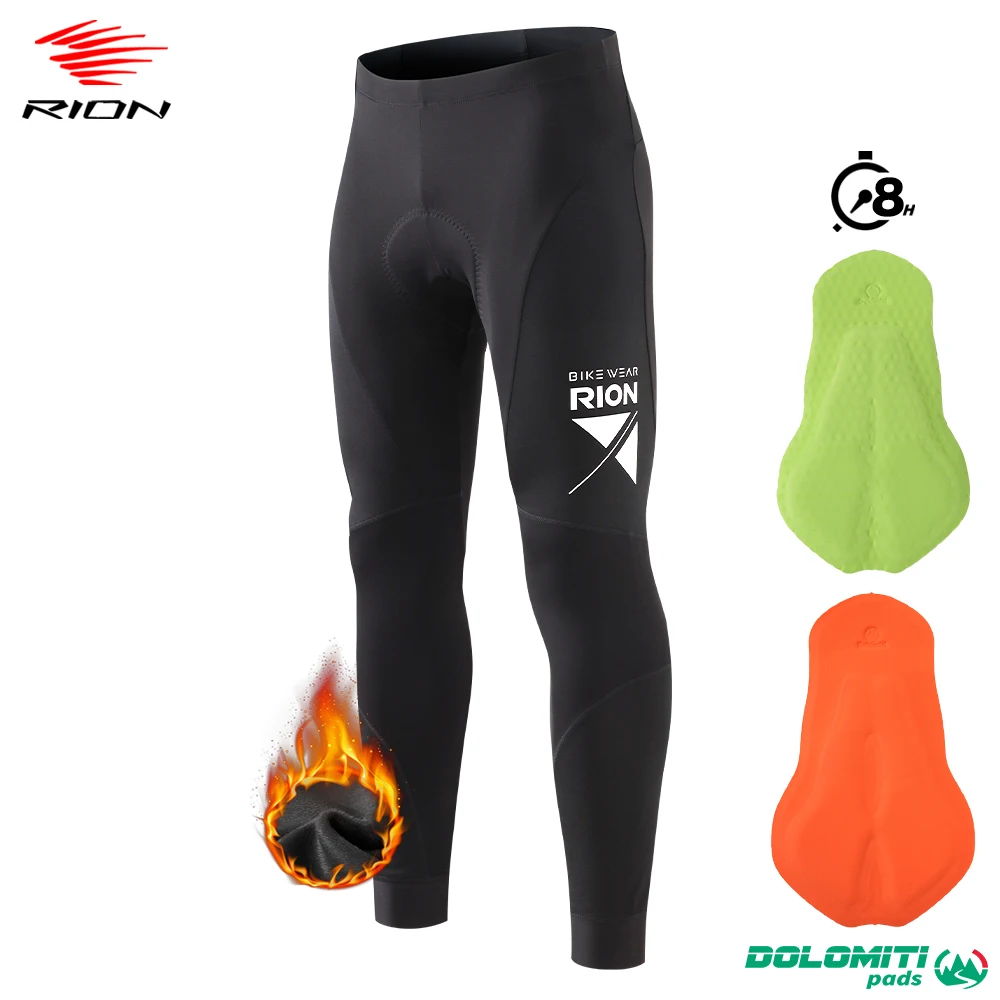 

RION Winter Men Cycling Pants Italian DOLOMITI 8H Padded MTB Clothing Road Mountain Bike Clothes Thermal Fleece Trousers Tights
