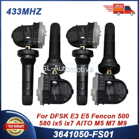 4 шт. 433 МГц 3641050-FS01 Датчик контроля давления в шинах TPMS для DFSK Landian E3 E5 Fencon 500 580 S560 IX5 IX7 AITO M5 M7 M9