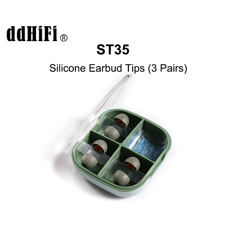 DD ddHiFi ST35 D-Tips Silicone Ear Tips 3 Pairs L/M/S Bore Size 3.5mm Storage Box Compatible with Earphone Nozzle Diameter 4-5mm
