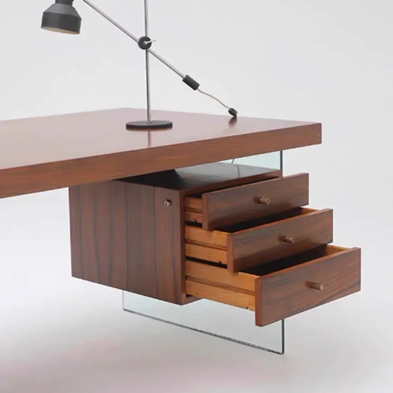 

Work Organiser Office Desk Glass Drawer Big Modern Wooden Reading Table Reception Executive Writing Mesa De Escritorio Furniture