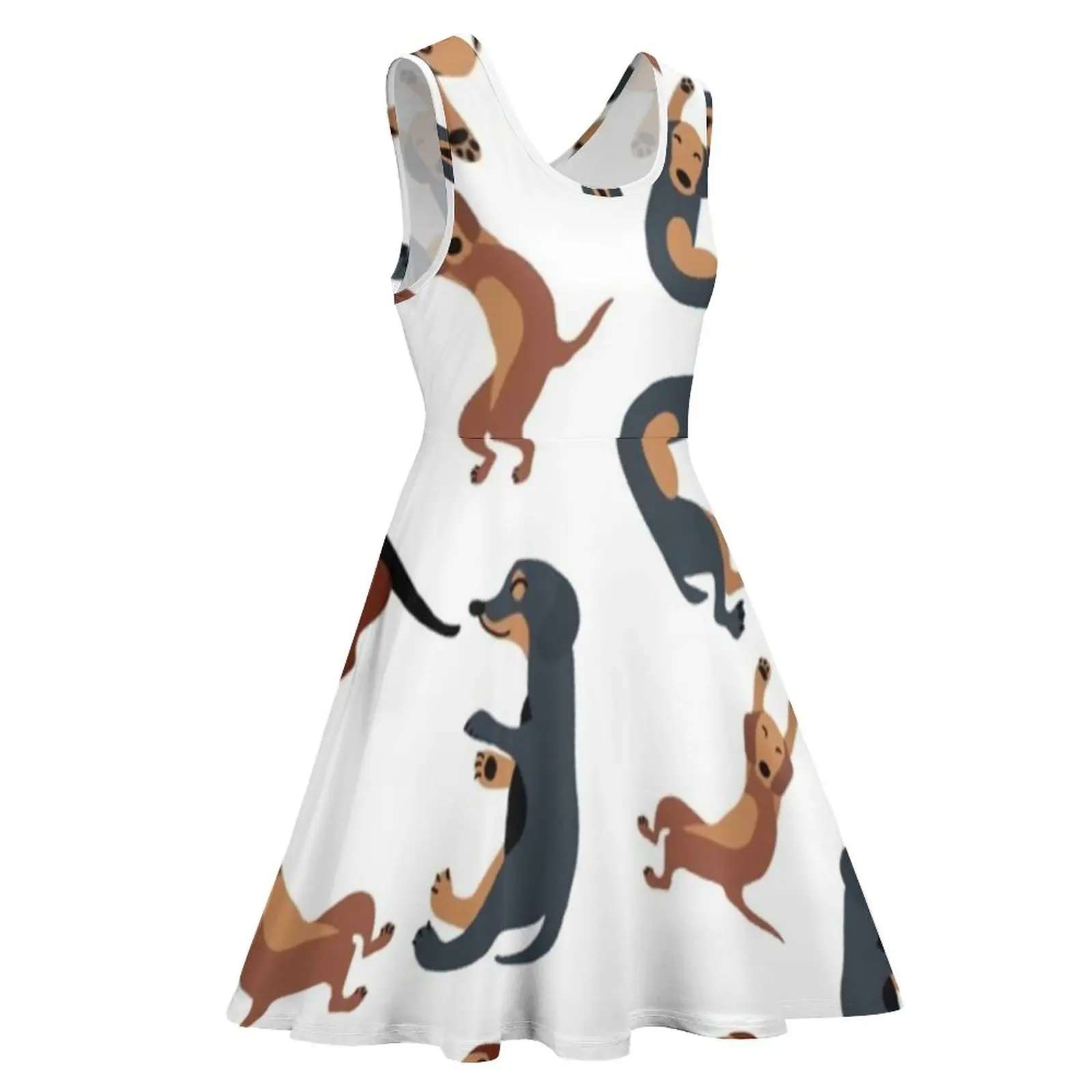 Платье с рисунком таксы, осеннее платье для девочек