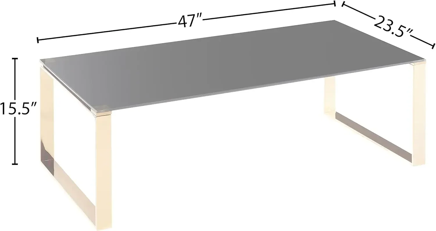 Mesa de centro Remini, metal dourado e vidro preto