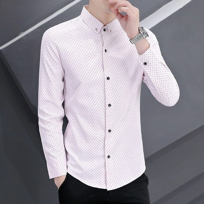 Camicia primavera autunno a maniche lunghe Slim Fit antirughe Business Casual Top camicia da uomo bella camicia floreale elastica di grandi dimensioni