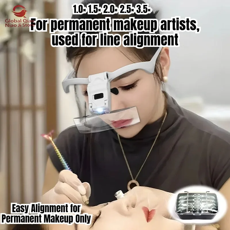 Head-mounted Magnifying Glass,high-definition for Embroidery Alignment,portable Light Glasses-style Magnifier for False Eyelashe