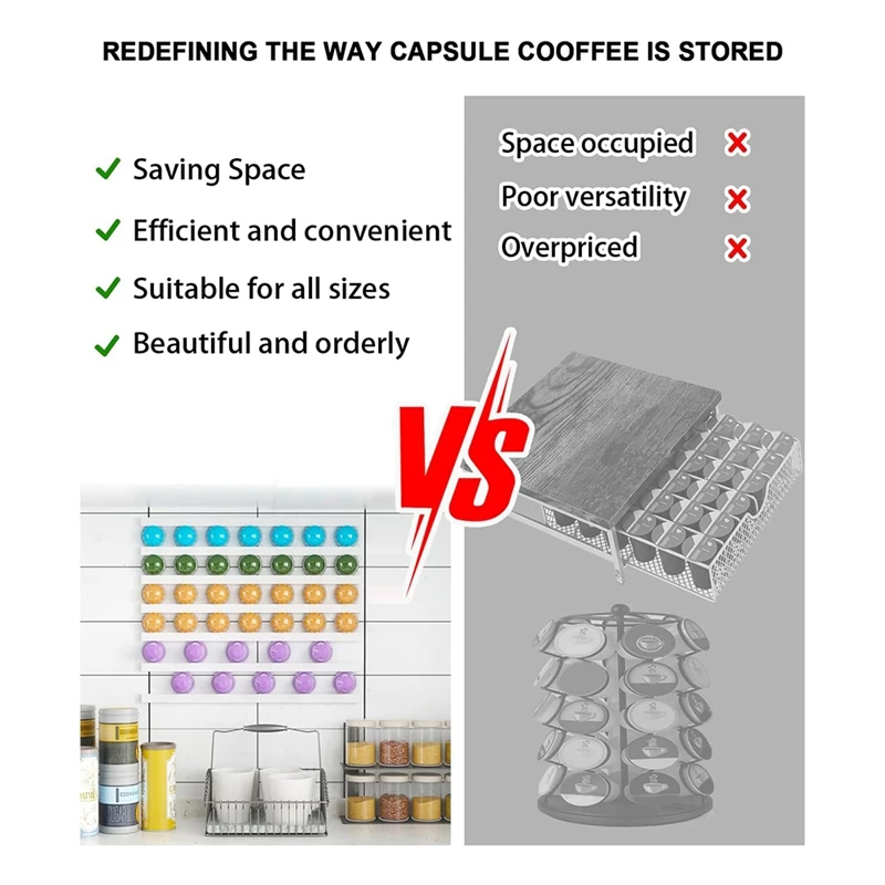 حامل أكواب K، حامل كبسولات القهوة على شكل إخفاء، حامل قهوة مغناطيسي ذاتي اللصق، متين وسهل الاستخدام باللون الأبيض