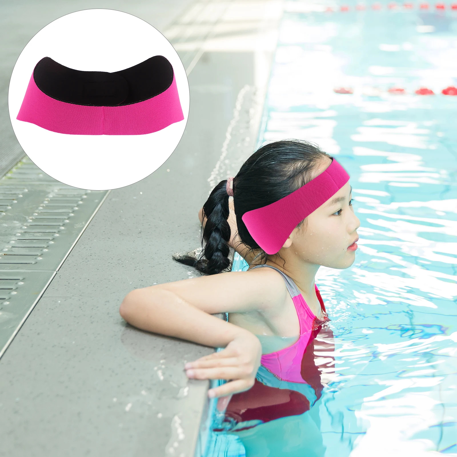 

Cover Waterproof Ear Belt Headband Covers for Swimming Foam Rosy Diving Fabric Swiming