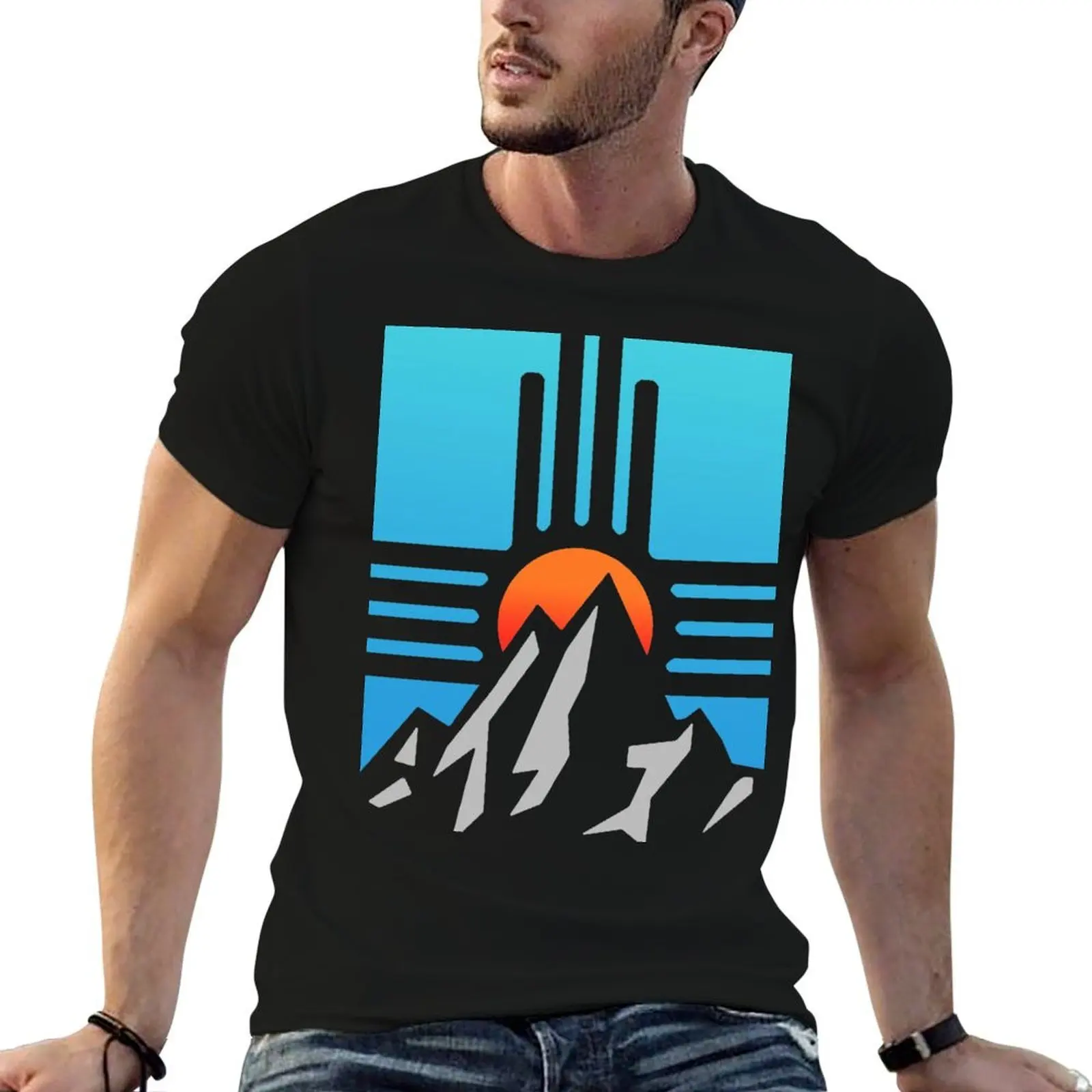 zia mountain sun and blue sky T-Shirt cotton t shirt man t shirt man plain T-Shirt