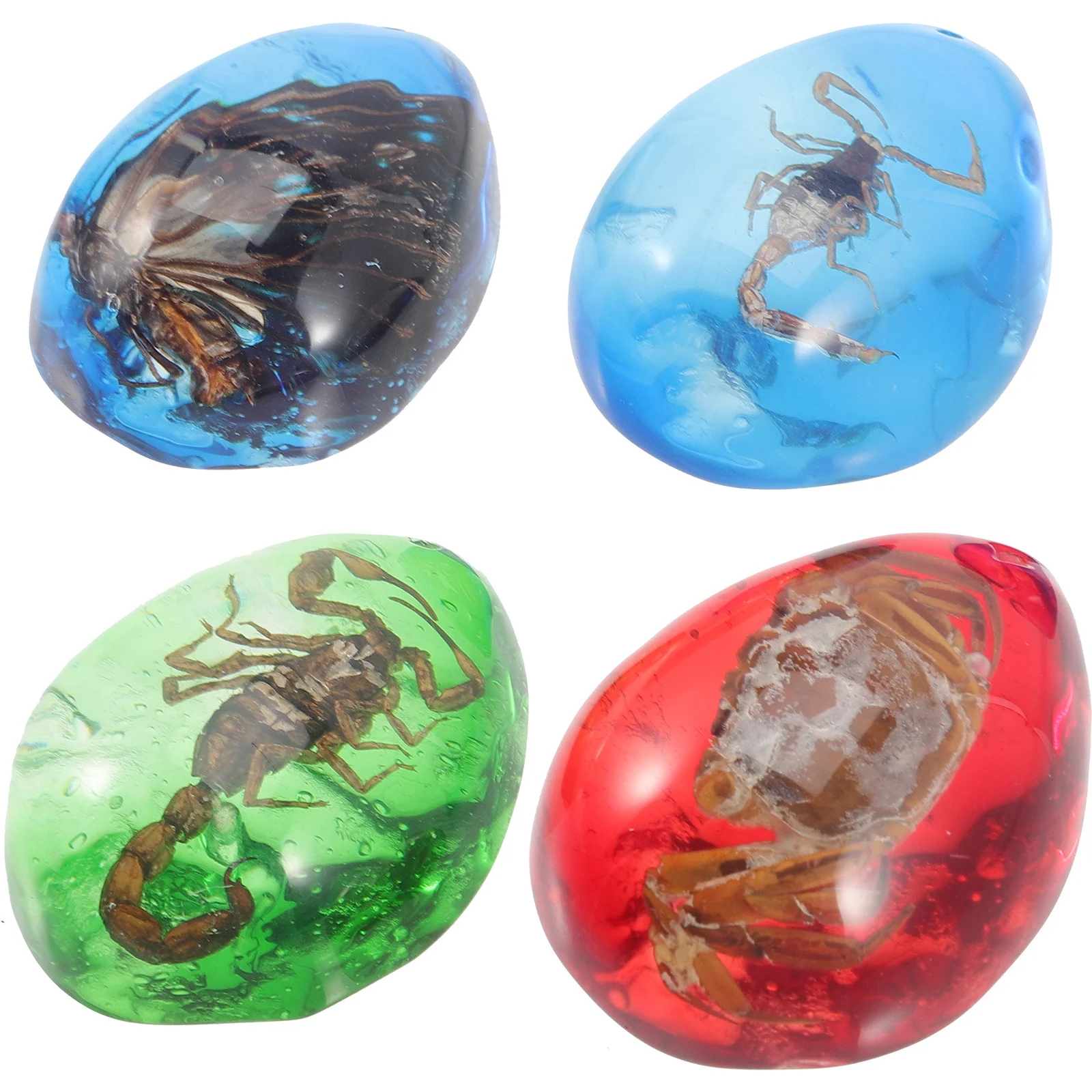 

4 Pcs Specimen Insect Amber Decorations Resin Bugs Artificial Observation Specimens
