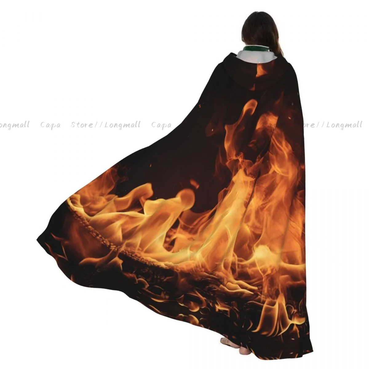 

Witch Cloak Fire Halloween Cosplay Costume Unisex Adult Cloak Retro Ages Cape