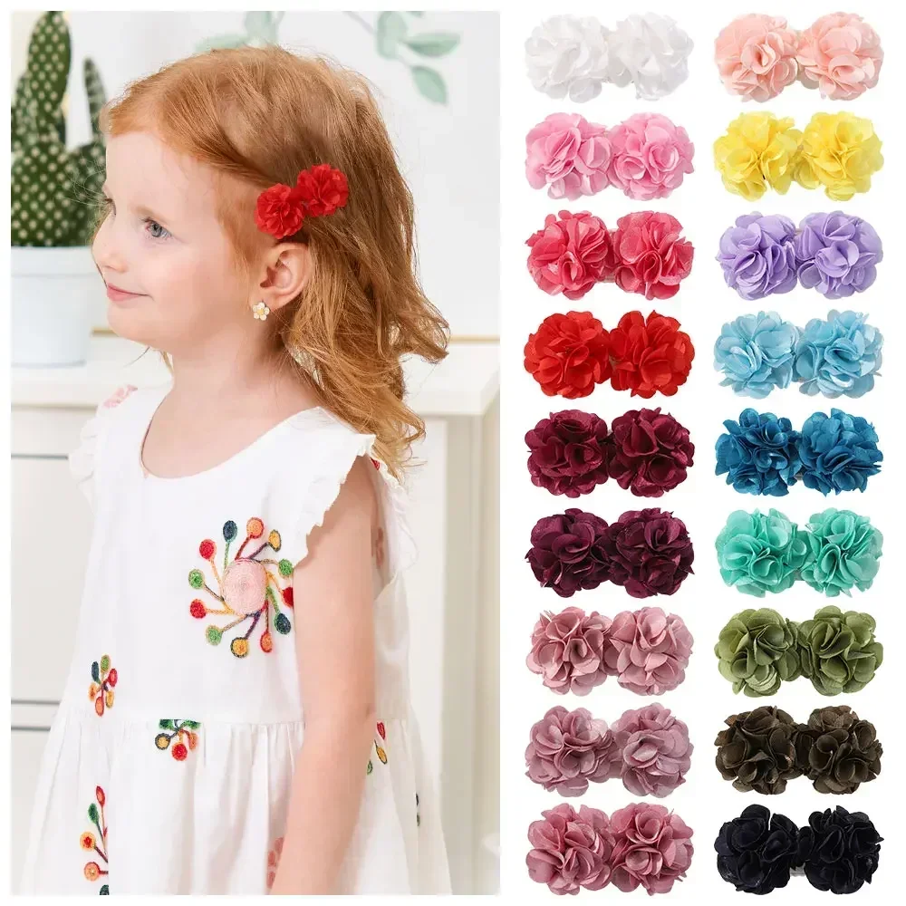 2Pcs/lot Gorgerous Flower Barrette for Girls Hair Bangs Hairgripes Boutique Wedding Hair Clips for Kids Head Claw Gifts Cute