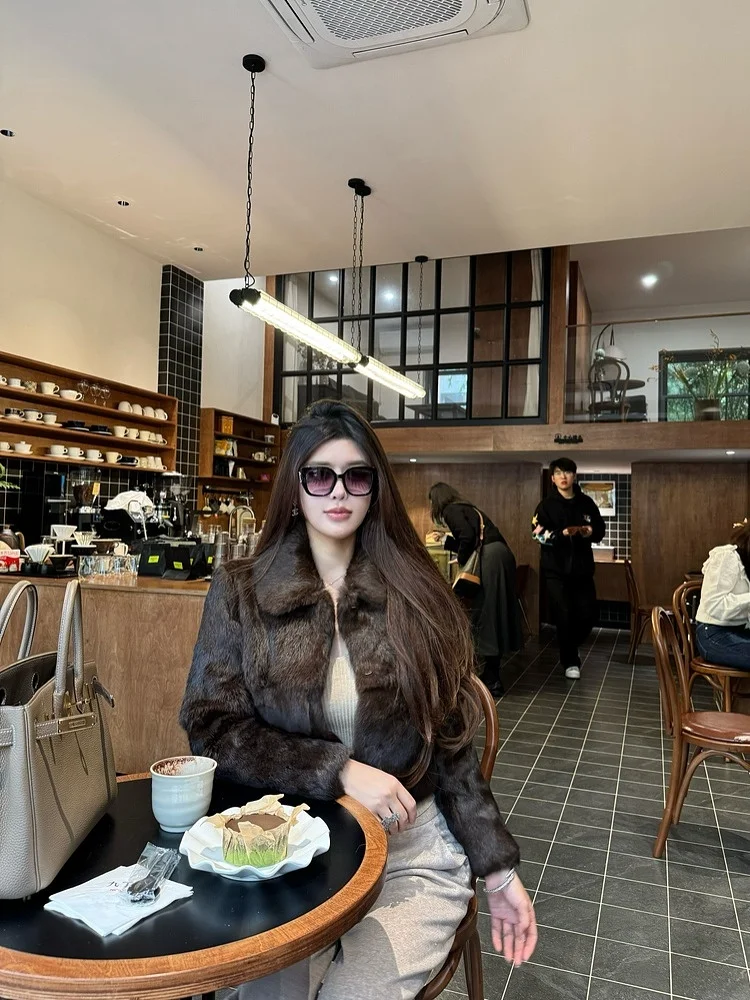 

M900 Women's ort Jaet Faionable Fluffy Outerwear Casual Sle Versatile Autumn Winter Spring Trendy Cact Size