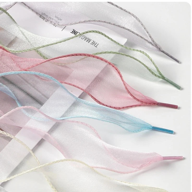 1 Pairs Flat Sheer Shoe Laces 4CM Wide Fashion Snow Yarn Shoelaces Lace Fancy Shoelace for Women Girls ﻿Shoes accessories