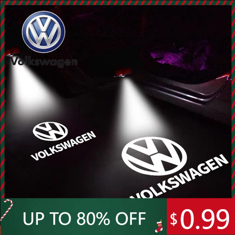 

2026 Горячие эмблемы, 2 шт., эмблема двери автомобиля, светодиодный светильник, лампа приветствия, беспроводной лазерный проектор для VW Volkswagen Golf Polo Passat Touran