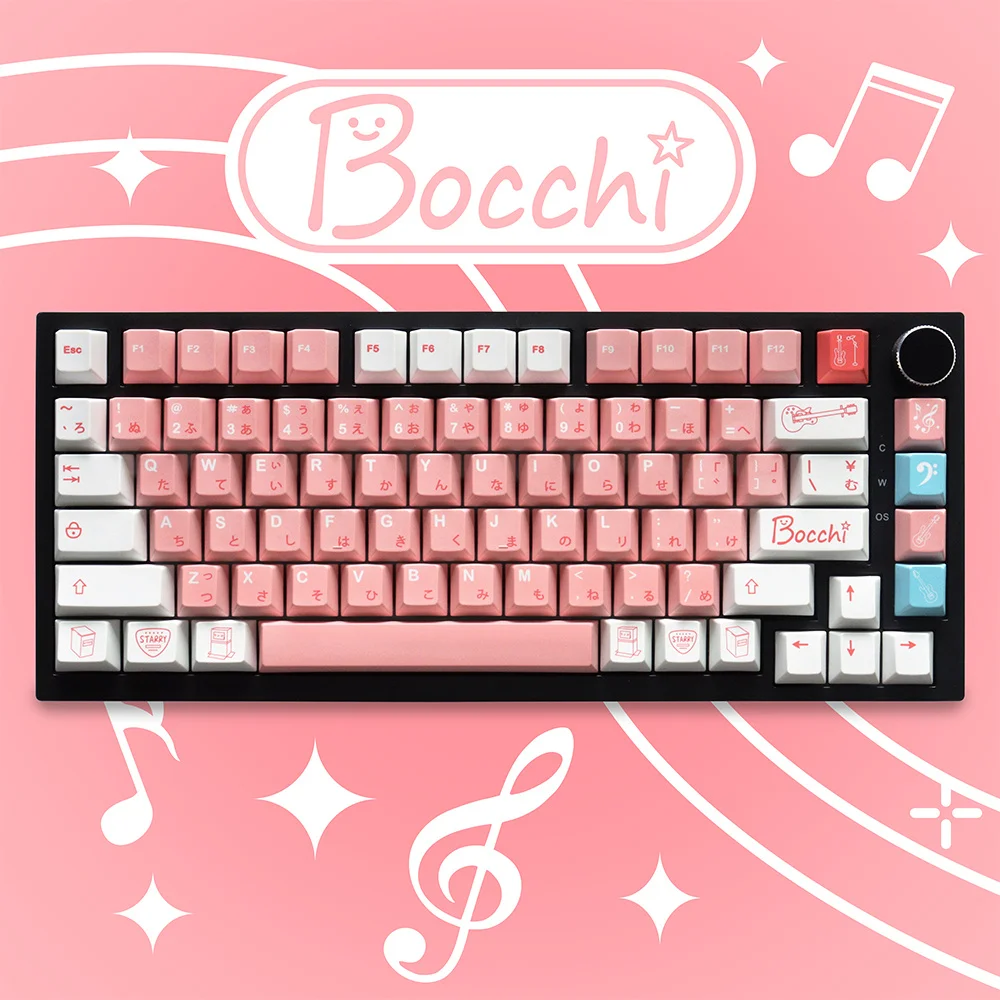 Customized Anime JP Bocchi Keycaps Sublimation Pbt 130 Keys Cherry Profile Keycaps for 87/104/108 Mx Switch Mechanical Keyboard