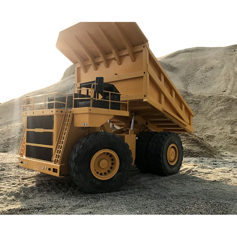 Instock JDM 1/14 RC Metal Hydraulic Mining Dumper Bogie Truck Car Model for Carter 797F I6S Construction Vehicle DIY Sound Light