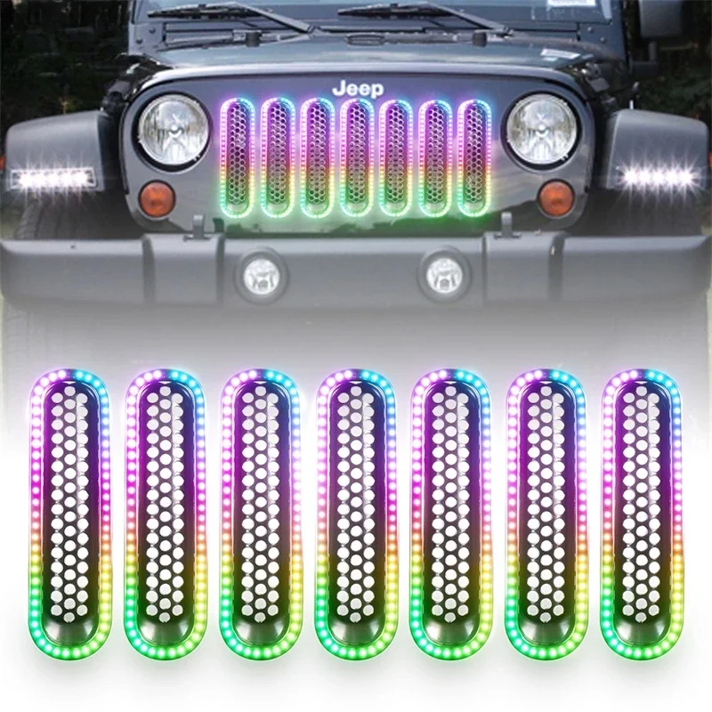 OOVS OEM Car Decoration RGB Daytime Running Light Auxiliary Light For Jeep Wrangler JK JKU Led Grille Light Bar