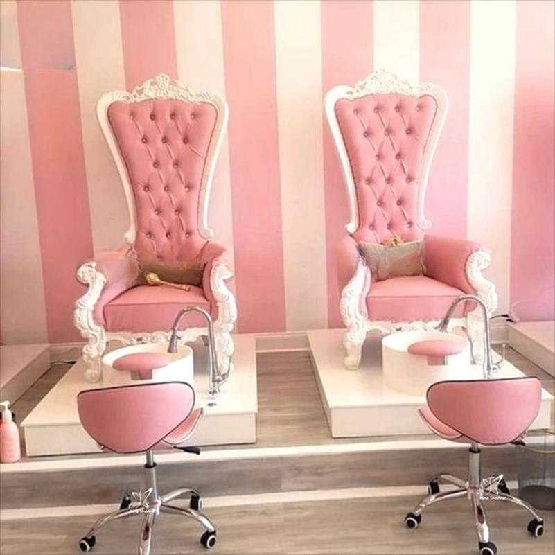 Luxury nail salon furniture foot spa massage pedicure chairs parlour sofa pink throne chair