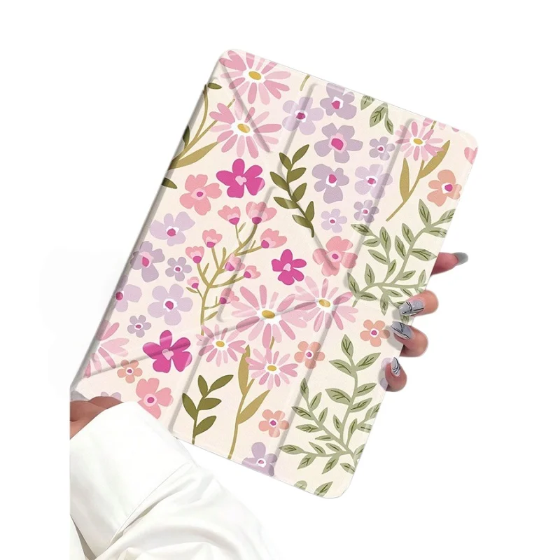 Color Flower Pen Slot Tablet Case For iPad Mini6 7 Pro 2025 2024 2022 2021 2020 2019 2018 2017 11 10th Air 2 3 4 5 6 7 8 Cover
