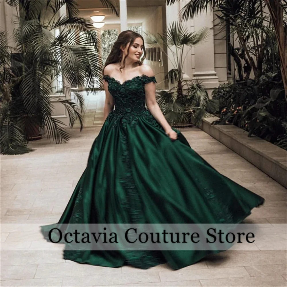 

Ball Gown Evening Dresses Off-the-Shoulder Party Dresses Floor-Length Dark Green Prom Dresses Vestidos De Fiesta 2024 Customized