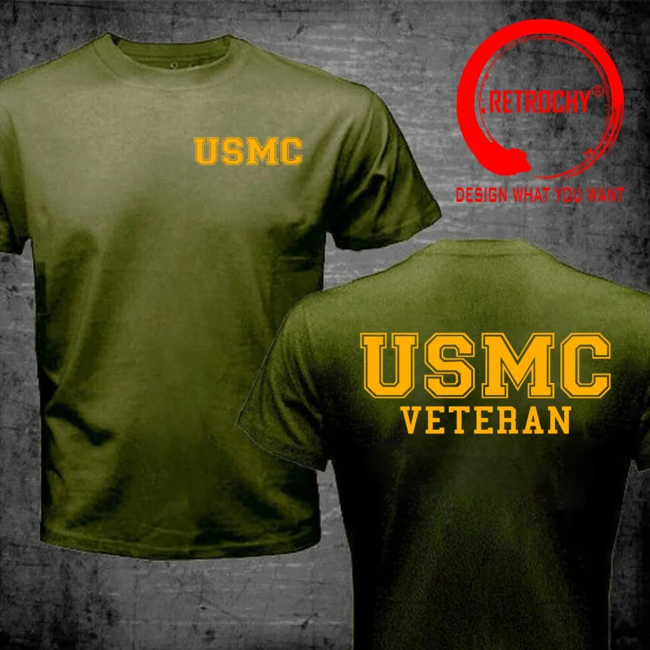 US Army USMC Veteran T-shirt Mens Fashion United States Airborne 100% Cotton Casual Mens Clothing U.S. Military Style Streetwear