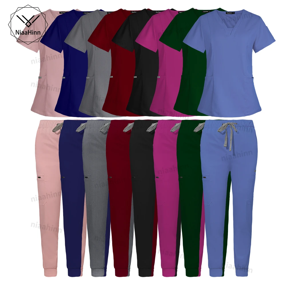 Niaahinn-Uniforme Hospitalar, Calças Médicas Top, Uniforme de Enfermeira, Enfermagem Scrubs Set, Vestidos Cirúrgicos, Alta Moda, Venda Quente