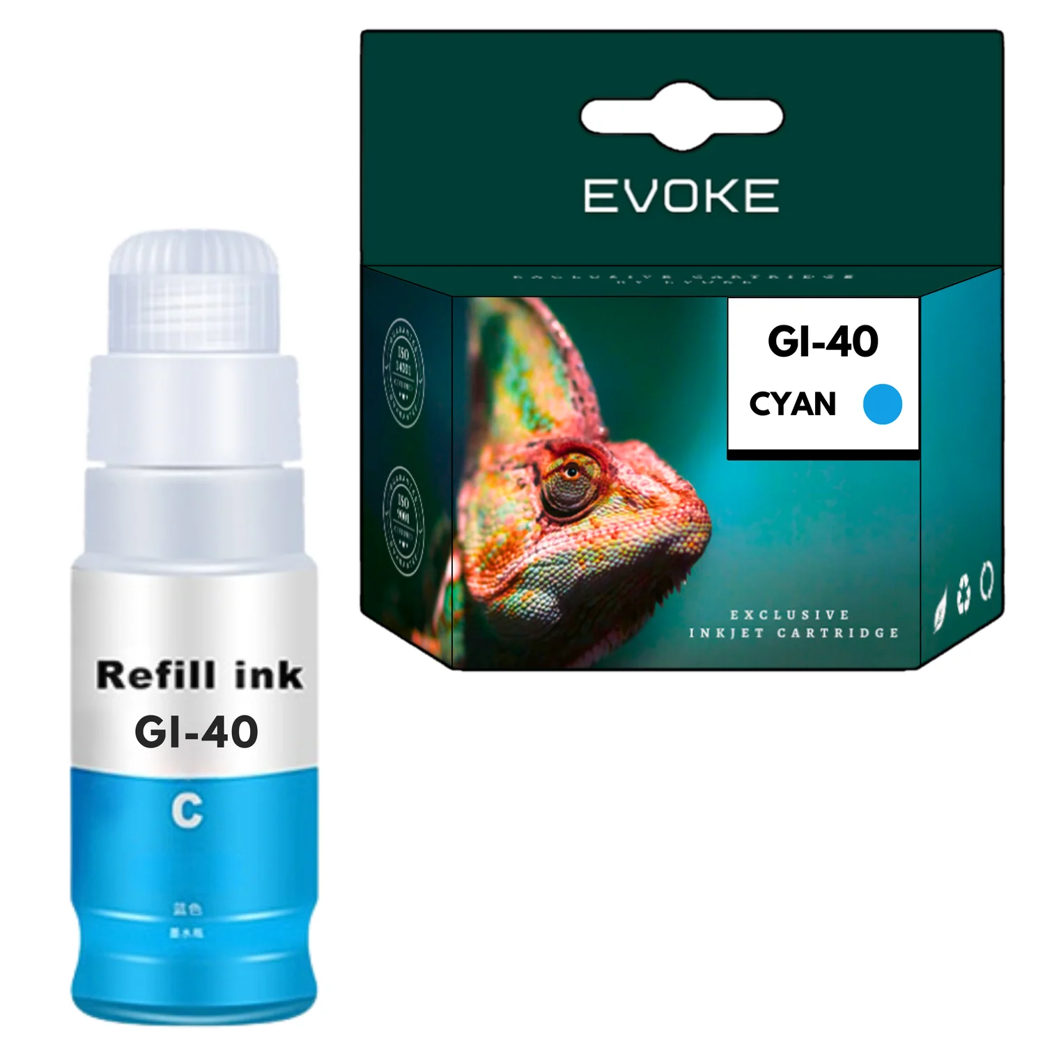 Evoke Compatibele Inkt voor Canon Gi-40C Gi40C Gi-40 Gi40 Cyaan 7700 Pagina's Pixma G5040 G6040 Gm2040