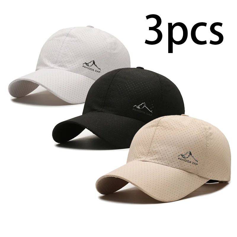 Sports Couple's 3-Pack Quick Dry Breathable Baseball Caps, Lightweight Mesh Sun Hats for Running & Outdoor Activities